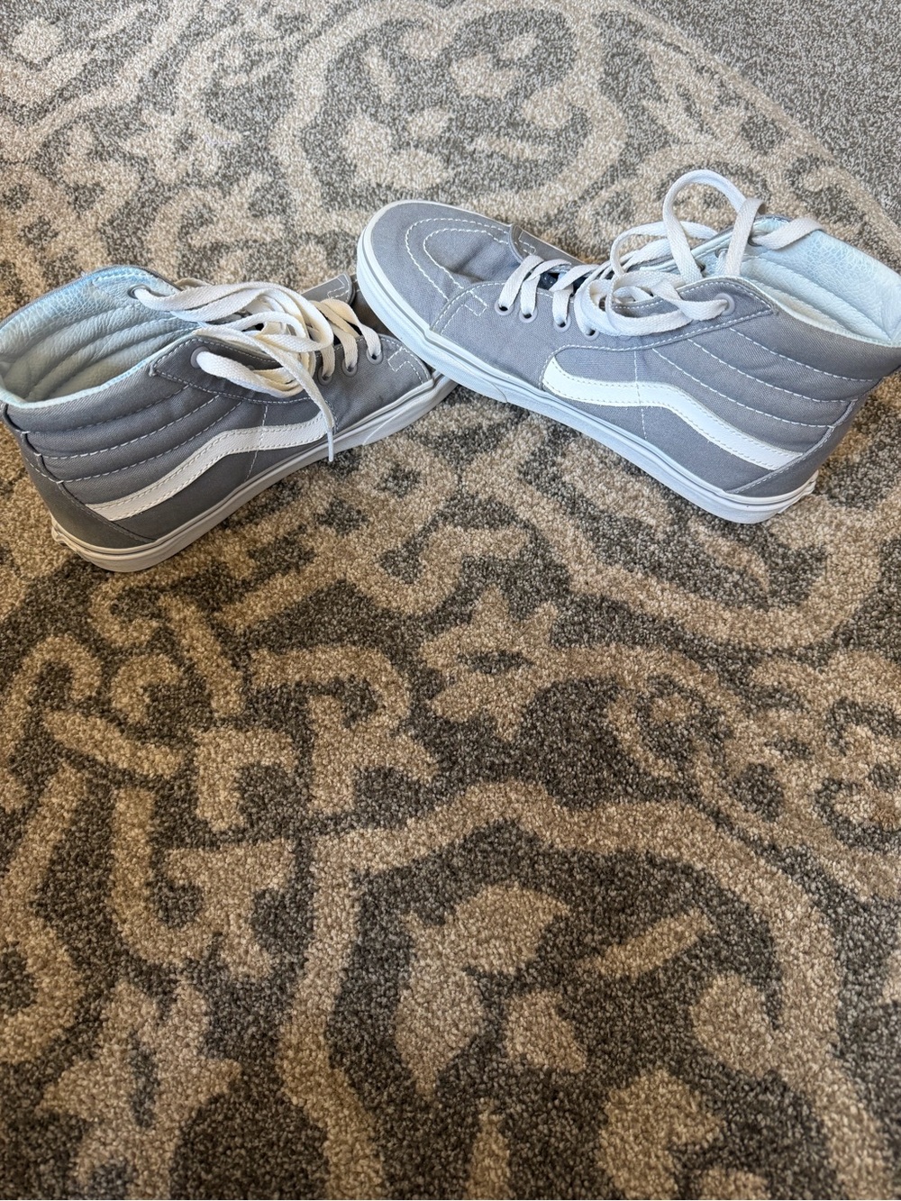 Vans Kids High-Top Sneakers in Light Gray and White